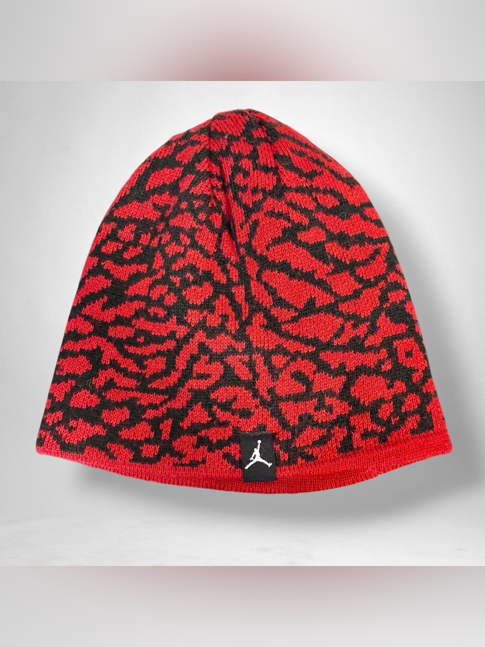 Nike Jordan Elephant Print Reversible Beanie Hat Red/Black